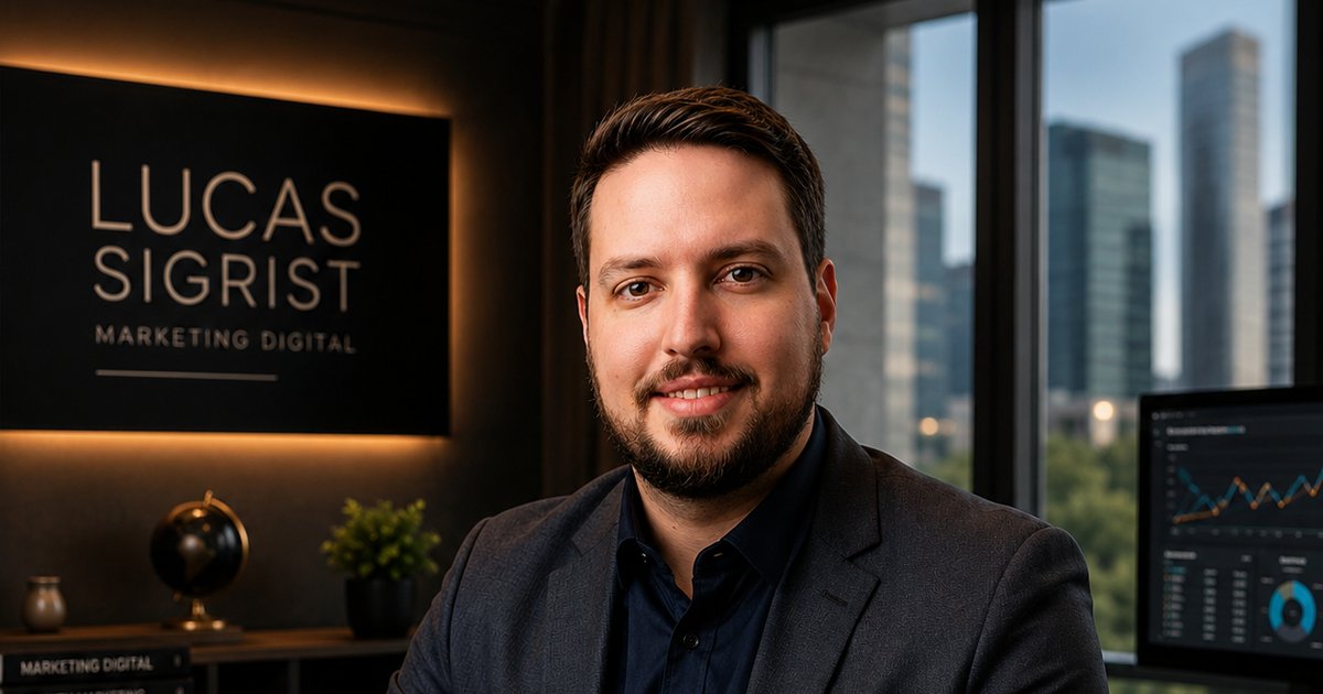 Lucas Sigrist, especialista em marketing digital em Campinas, responsável pela criação de artes e conteúdo para redes sociais