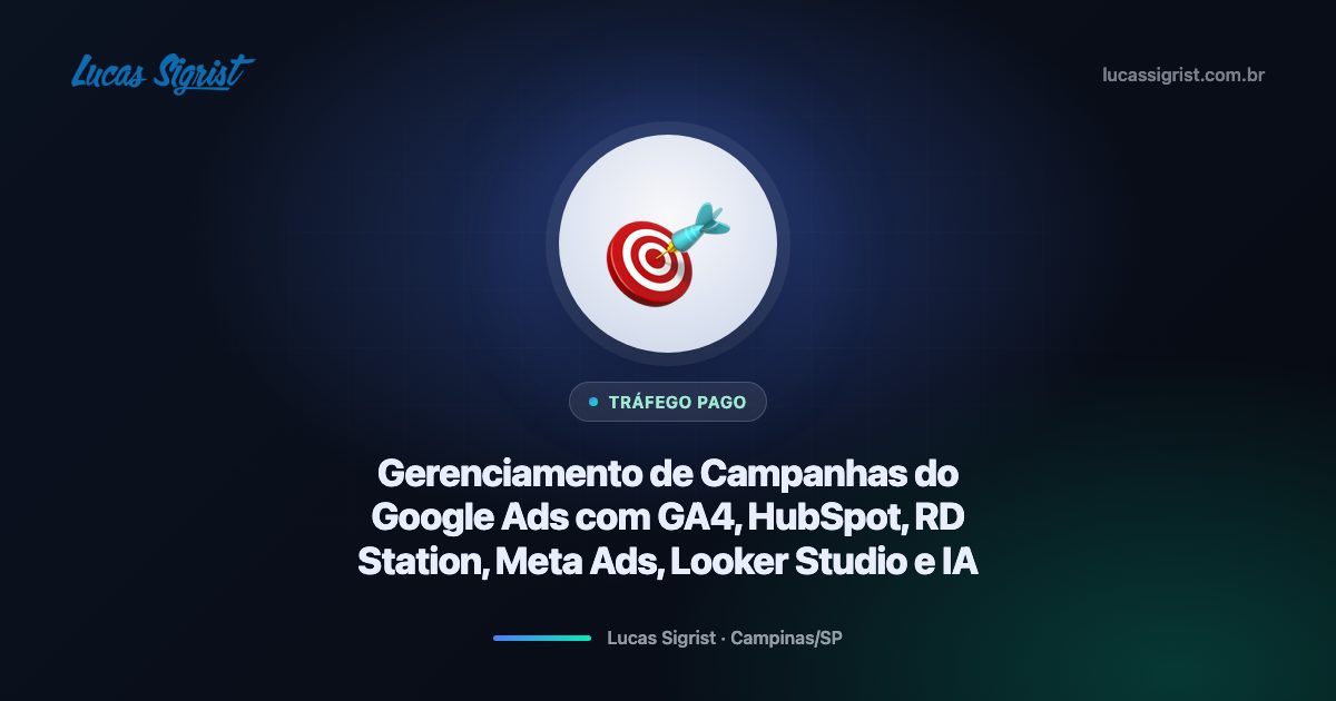 Gerenciamento de Campanhas do Google Ads com GA4, HubSpot, RD Station, Meta Ads, Looker Studio e IA