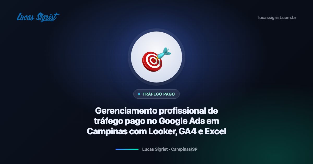 Gerenciamento profissional de tráfego pago no Google Ads em Campinas com Looker, GA4 e Excel